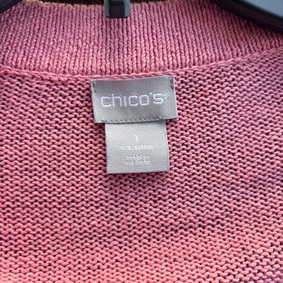 Chico's Women’s Linen Blend Coral Cardigan Sweater Sz 1 - Picture 8 of 10